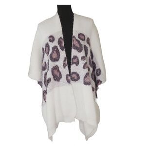 White Birch Off-White Glitter Thread Open-Front Poncho Jacket Size L/XL